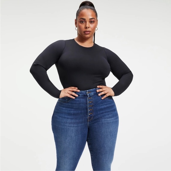 NWT Good American Compression Scuba Long Sleeve Crewneck Bodysuit Sz 3X - Picture 2 of 16